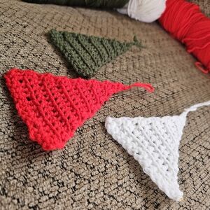 Handcrafted Red, Green, and White Crochet Holiday Ornaments